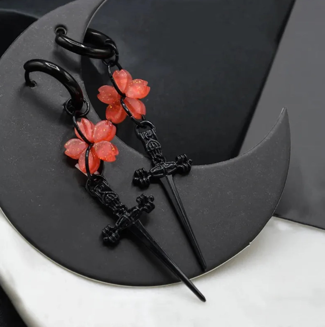 Sakura sword earrings