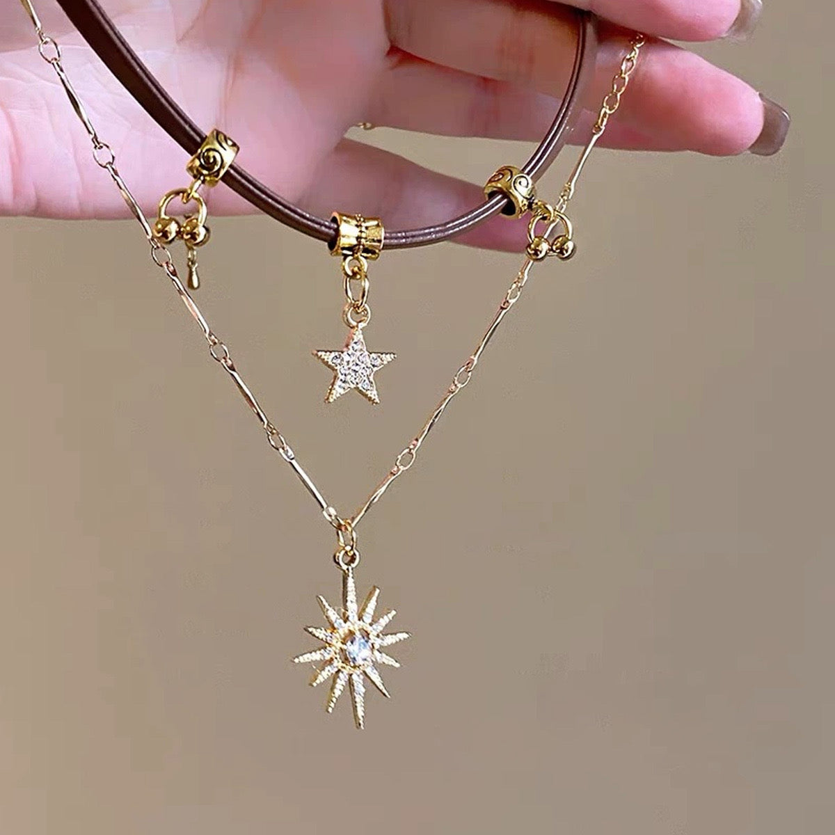 Sun star layered necklace
