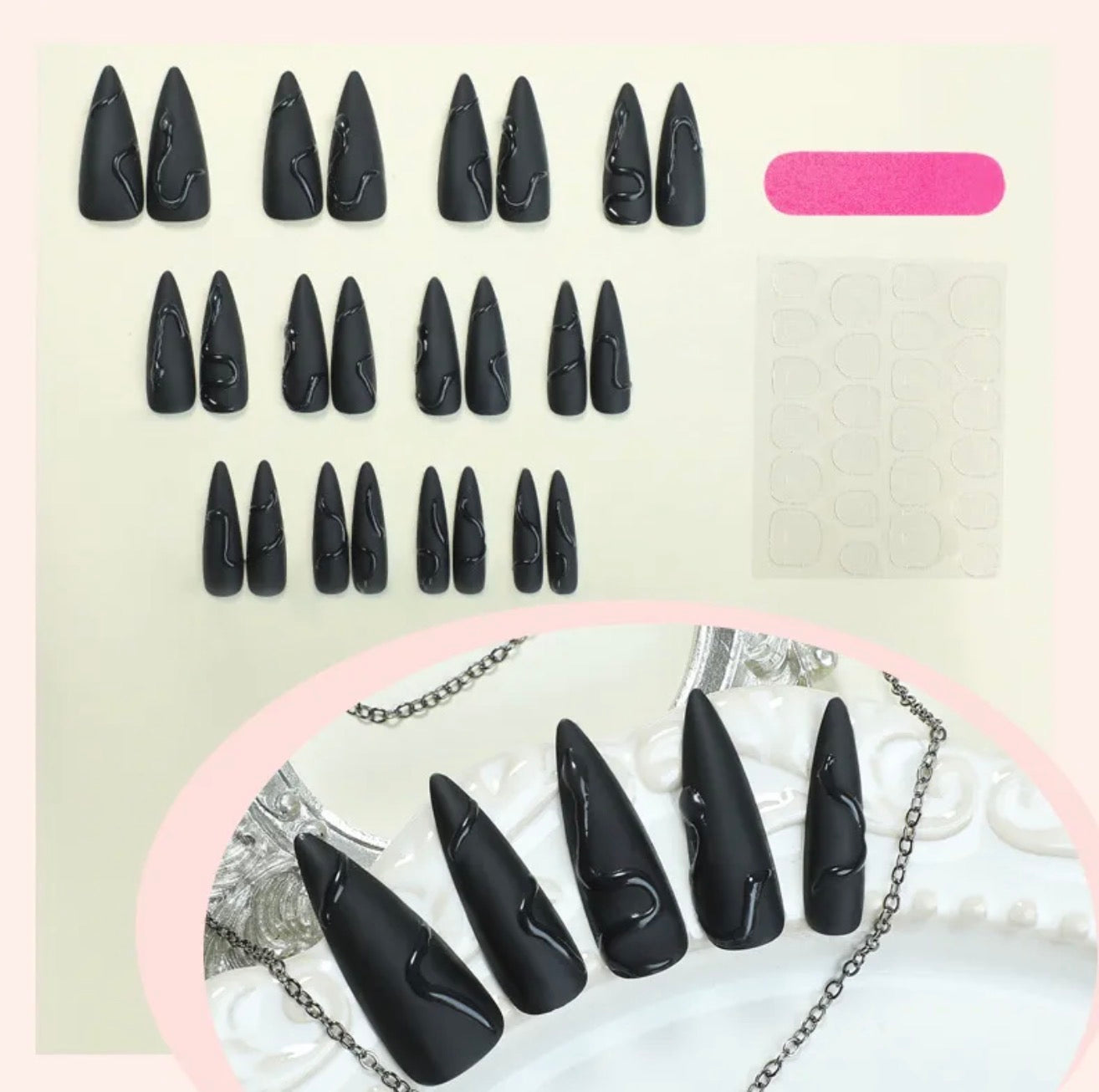 French style gothic press on nails