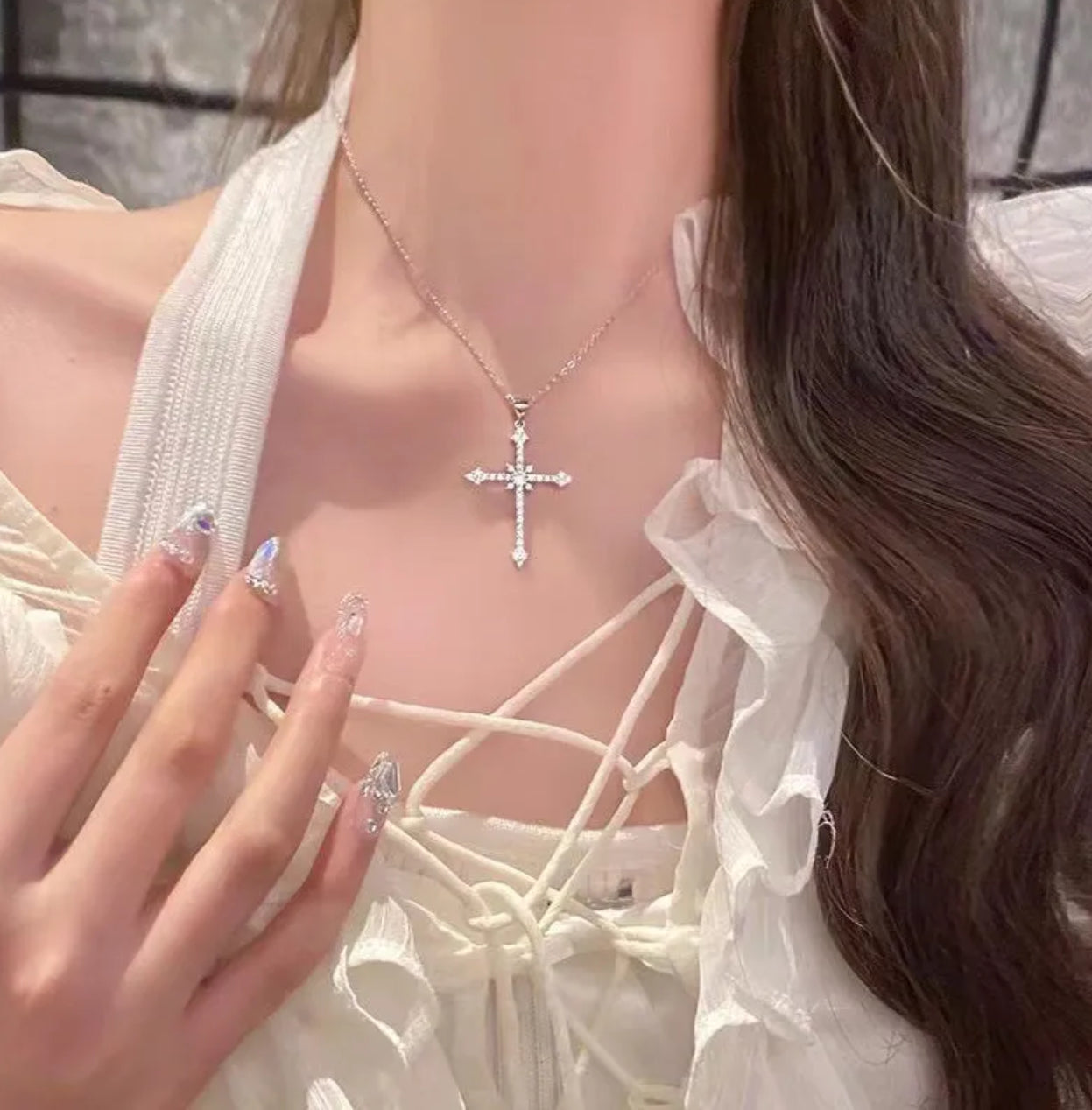 Rhinestone cross pendant
