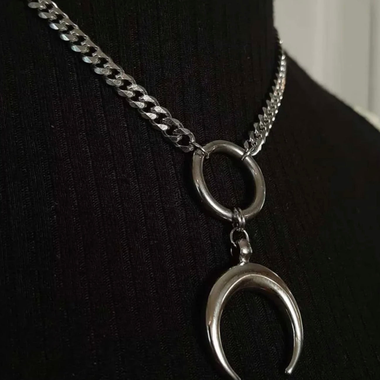 Metallic moon necklace