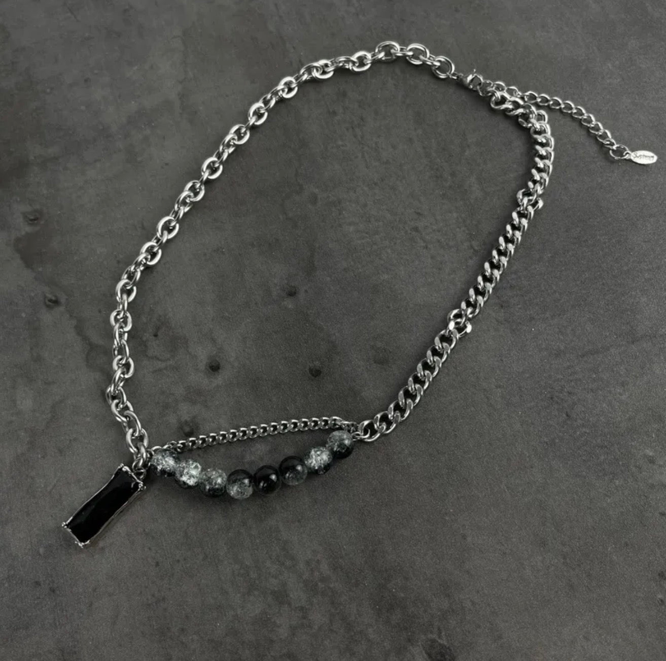 Rectangle gothic titanium necklace