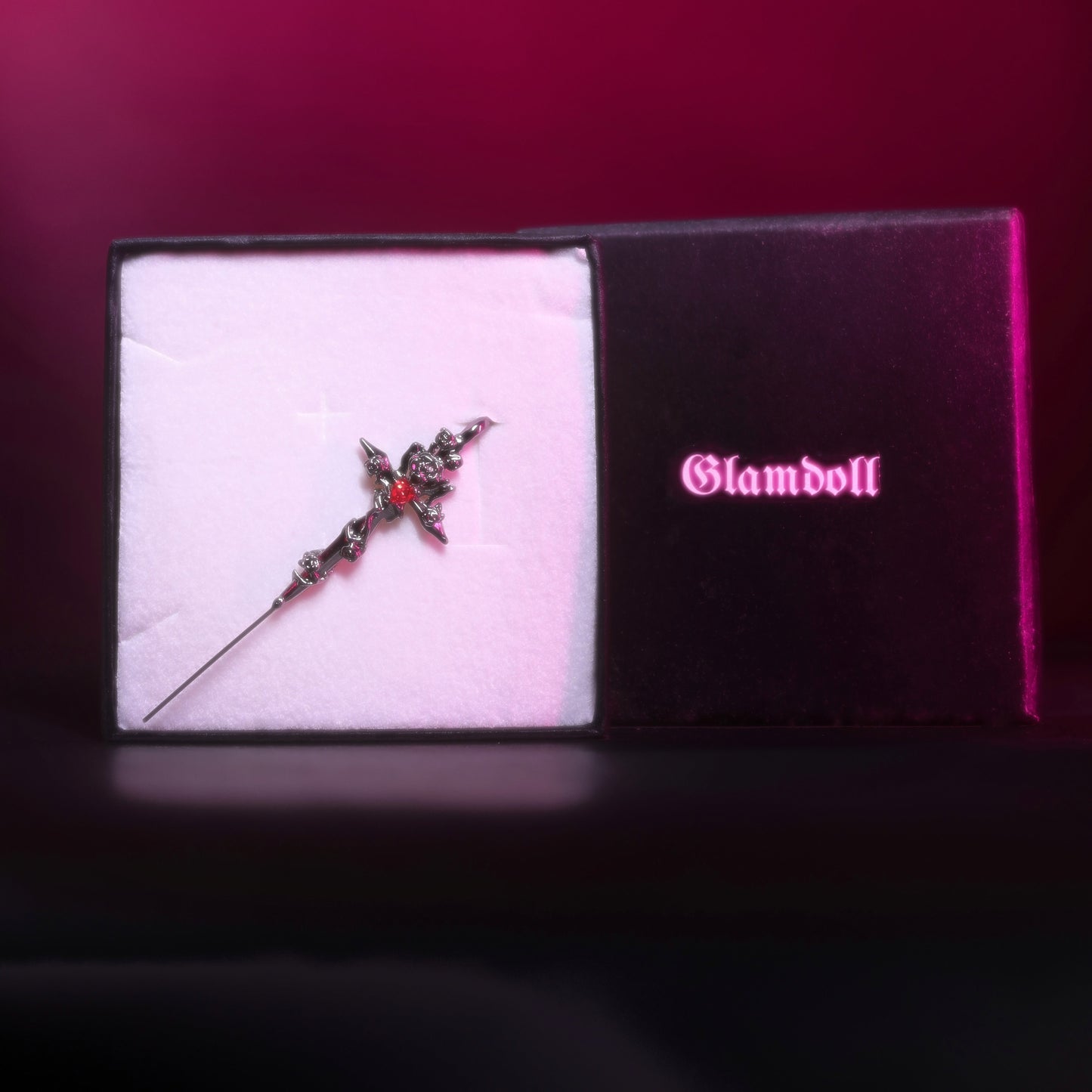 Blood rose cross ear-cuff