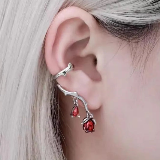 Dripping rose earcuff single piece