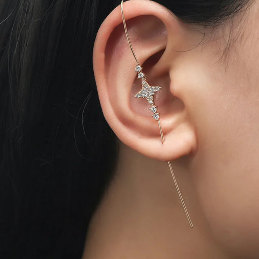 Geometric star pin ear-cuff