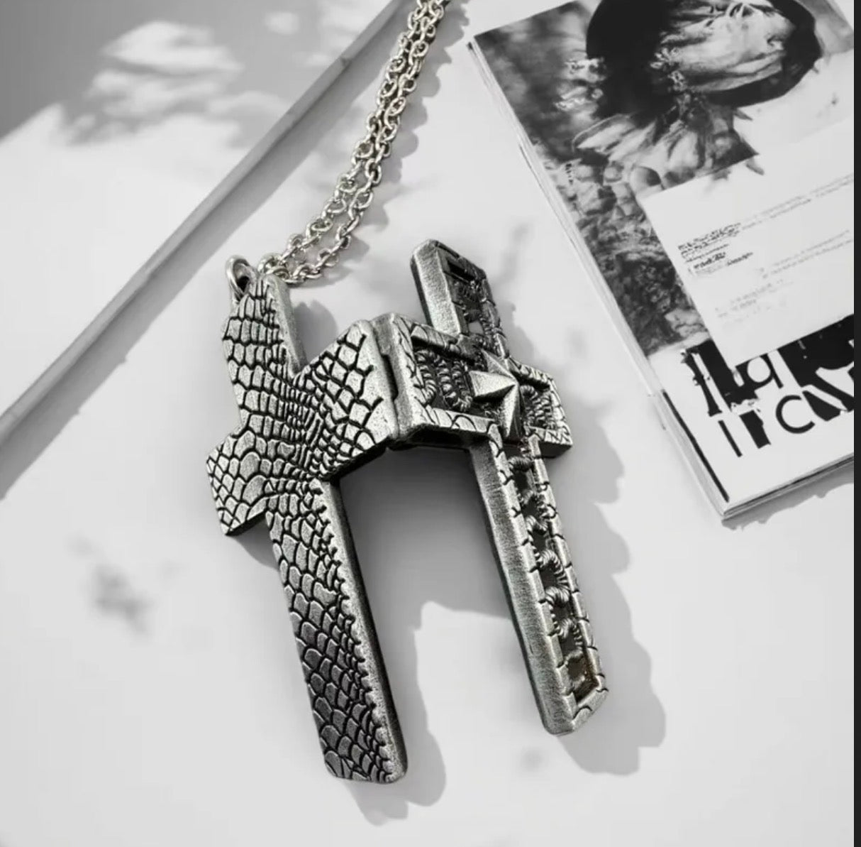 Thanos inspired cross pendant
