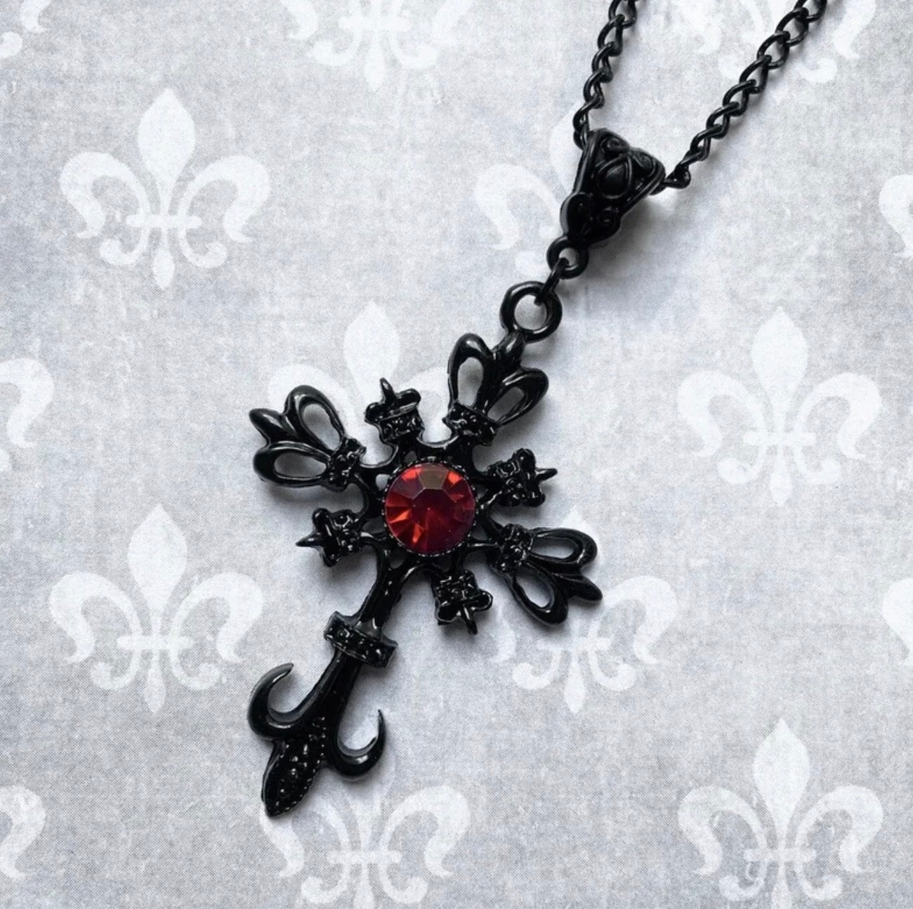 Gothic black cross pendant