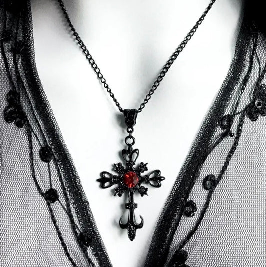 Gothic black cross pendant