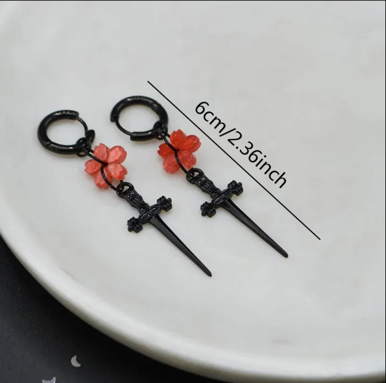 Sakura sword earrings