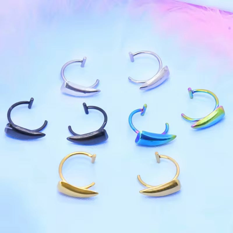 Vampire silver fang lip ring