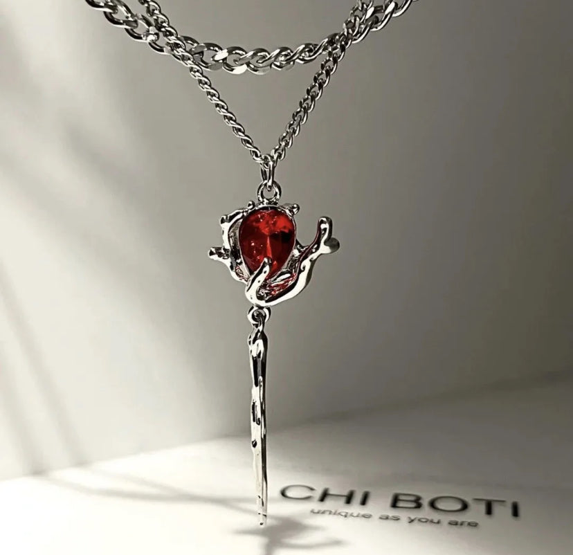 Red riding book rose pendant (unisex)