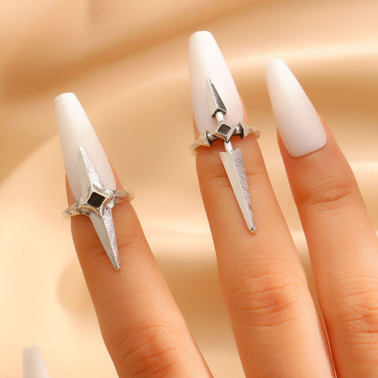 Gothic cross nail ring