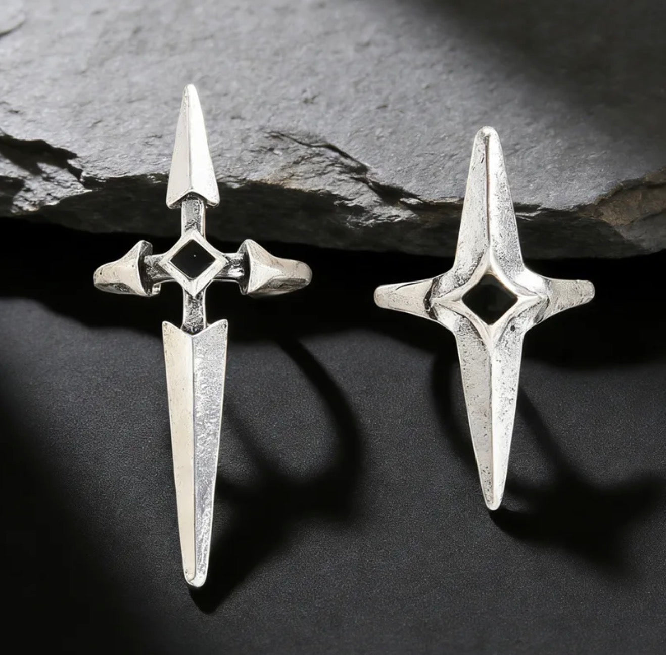 Gothic cross nail ring