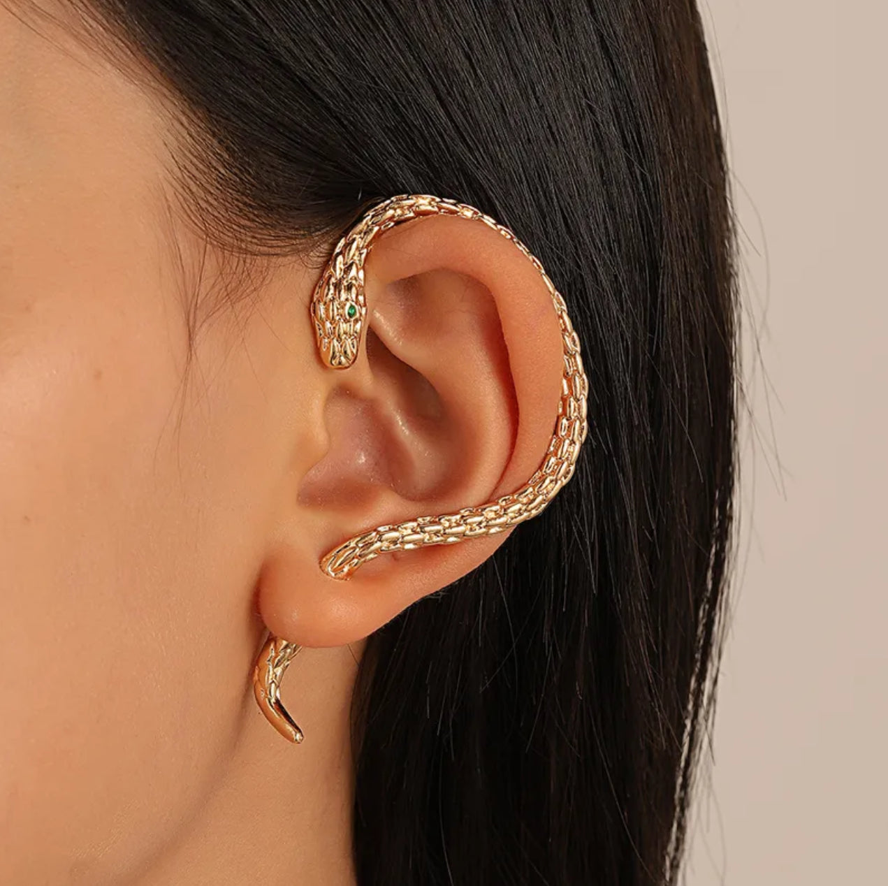 Wrapped snake ear-cuff