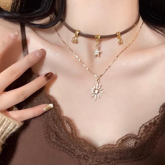 Sun star layered necklace