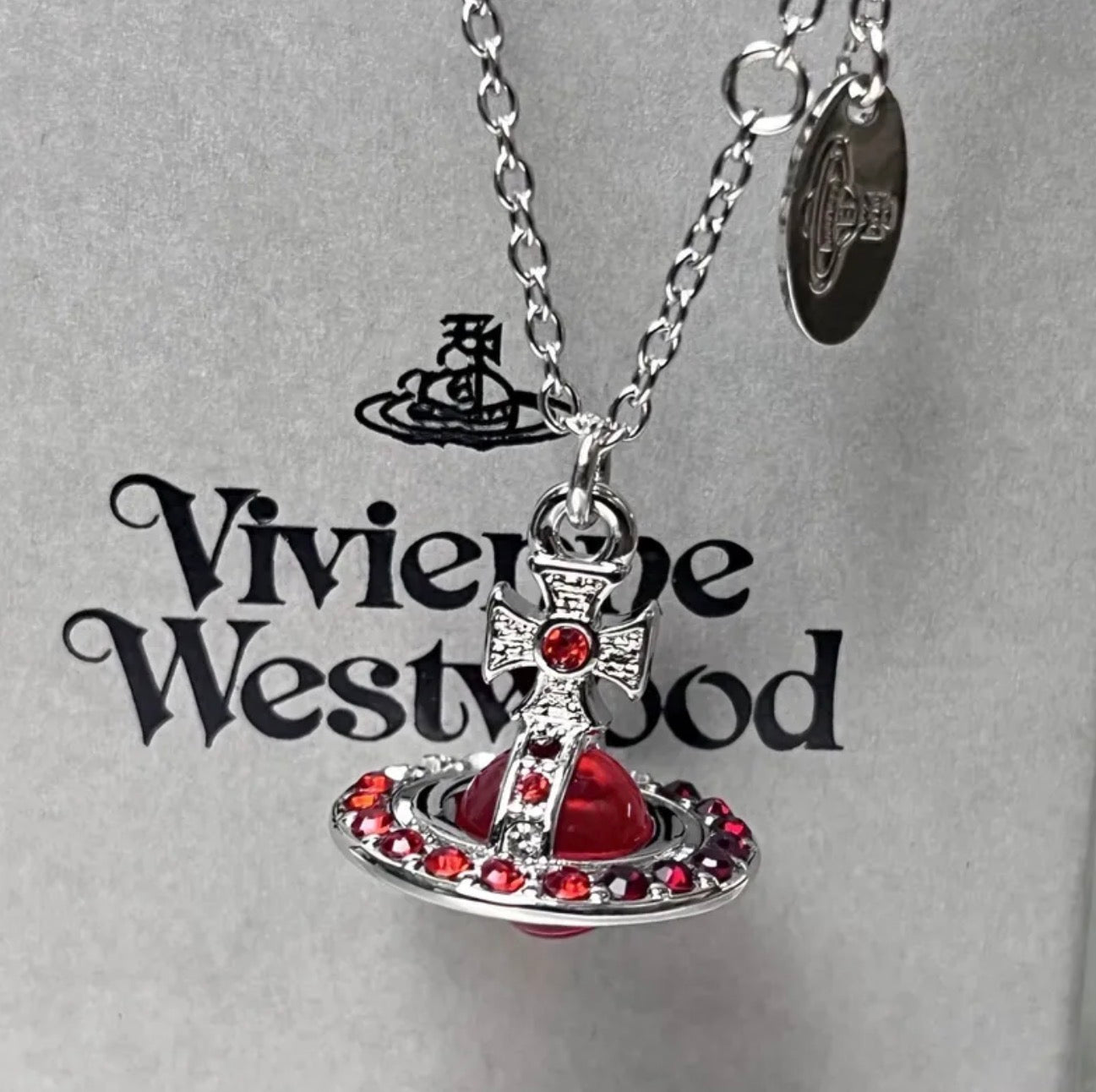 Vivienne westwood red saturn pendant