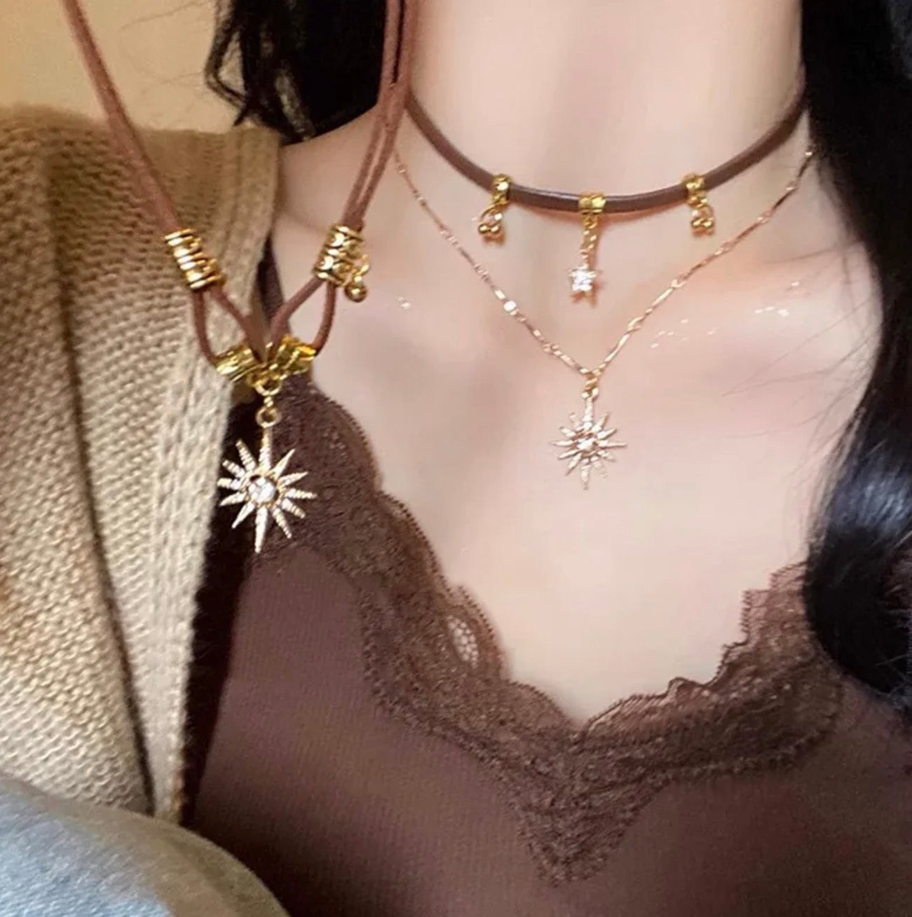 Sun star layered necklace