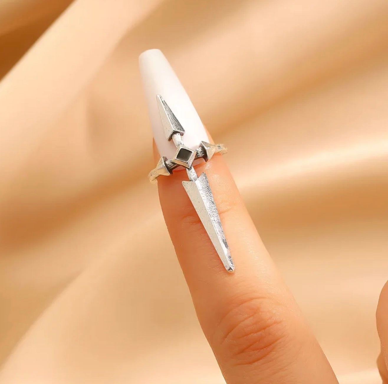 Gothic cross nail ring
