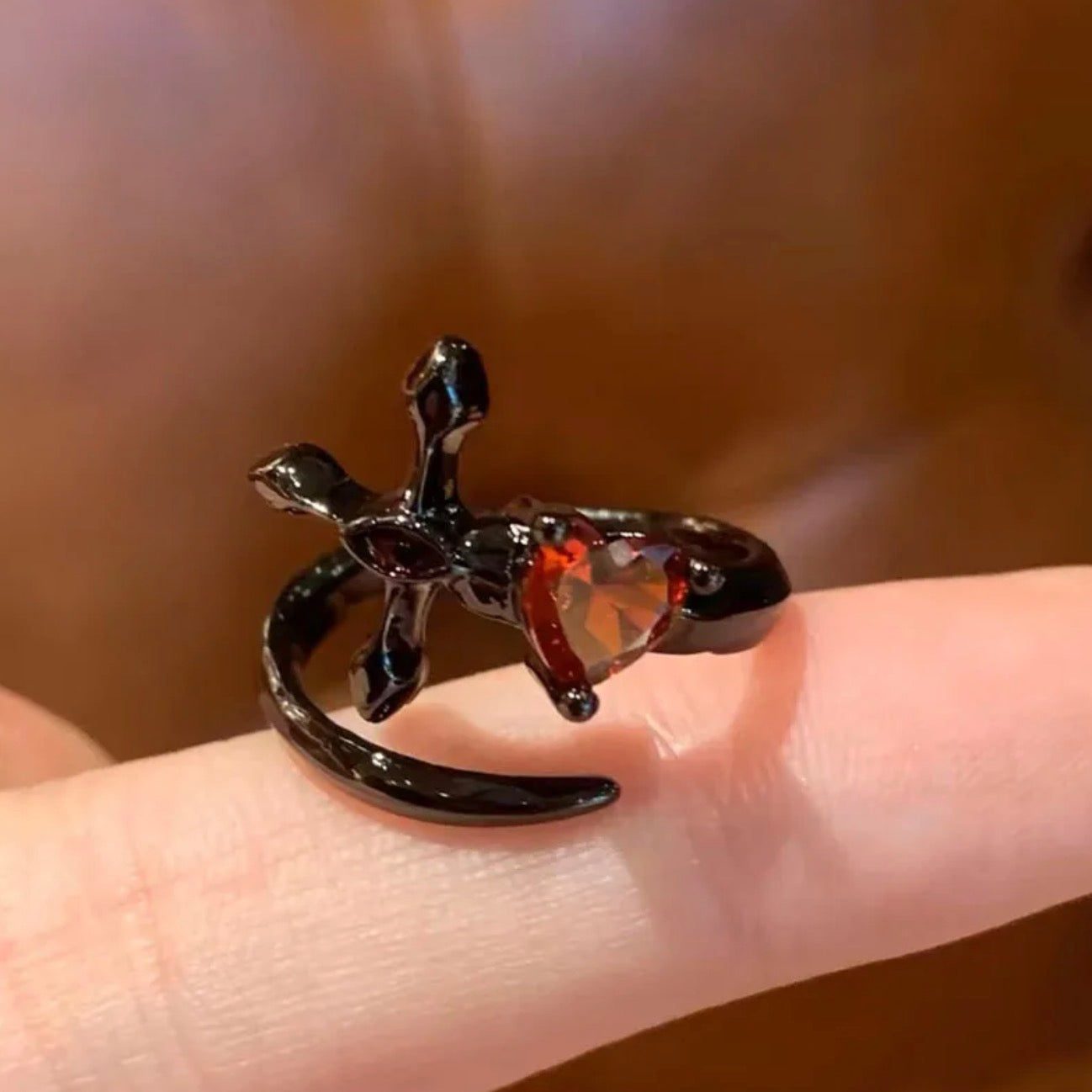 Gothic orange-purple ring set