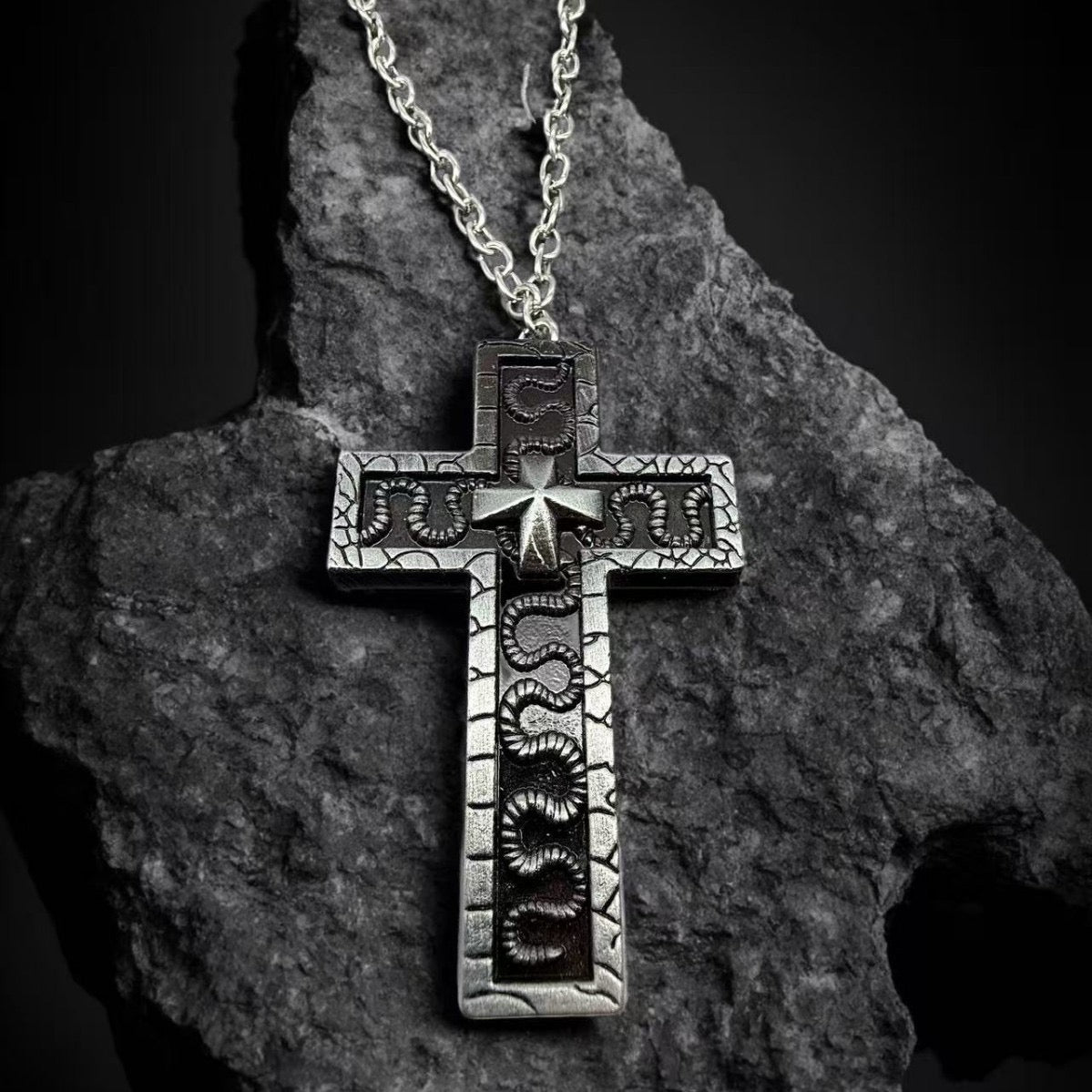 Thanos inspired cross pendant