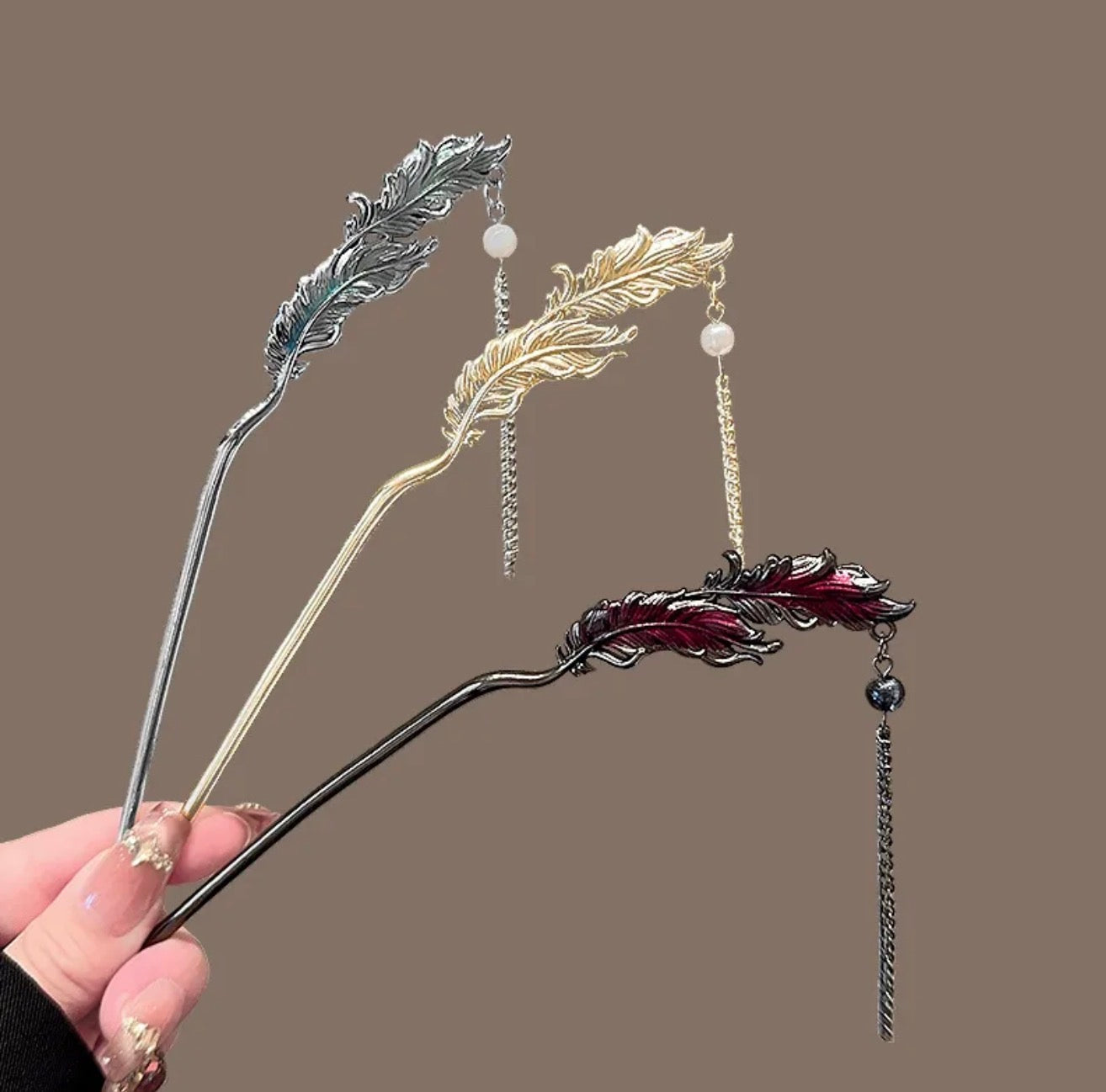 Feather hair stick