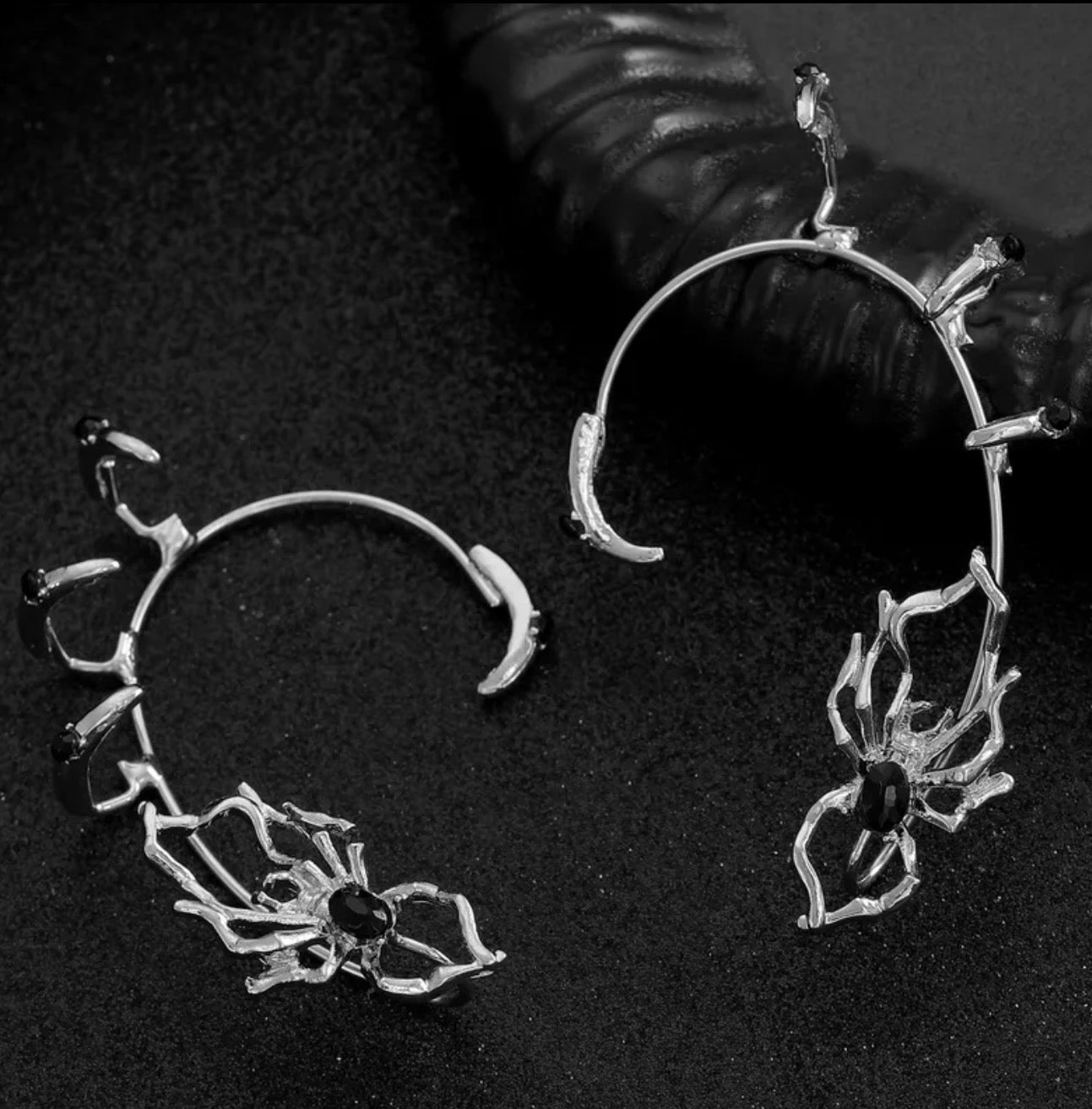 Spider web ear cuff pair