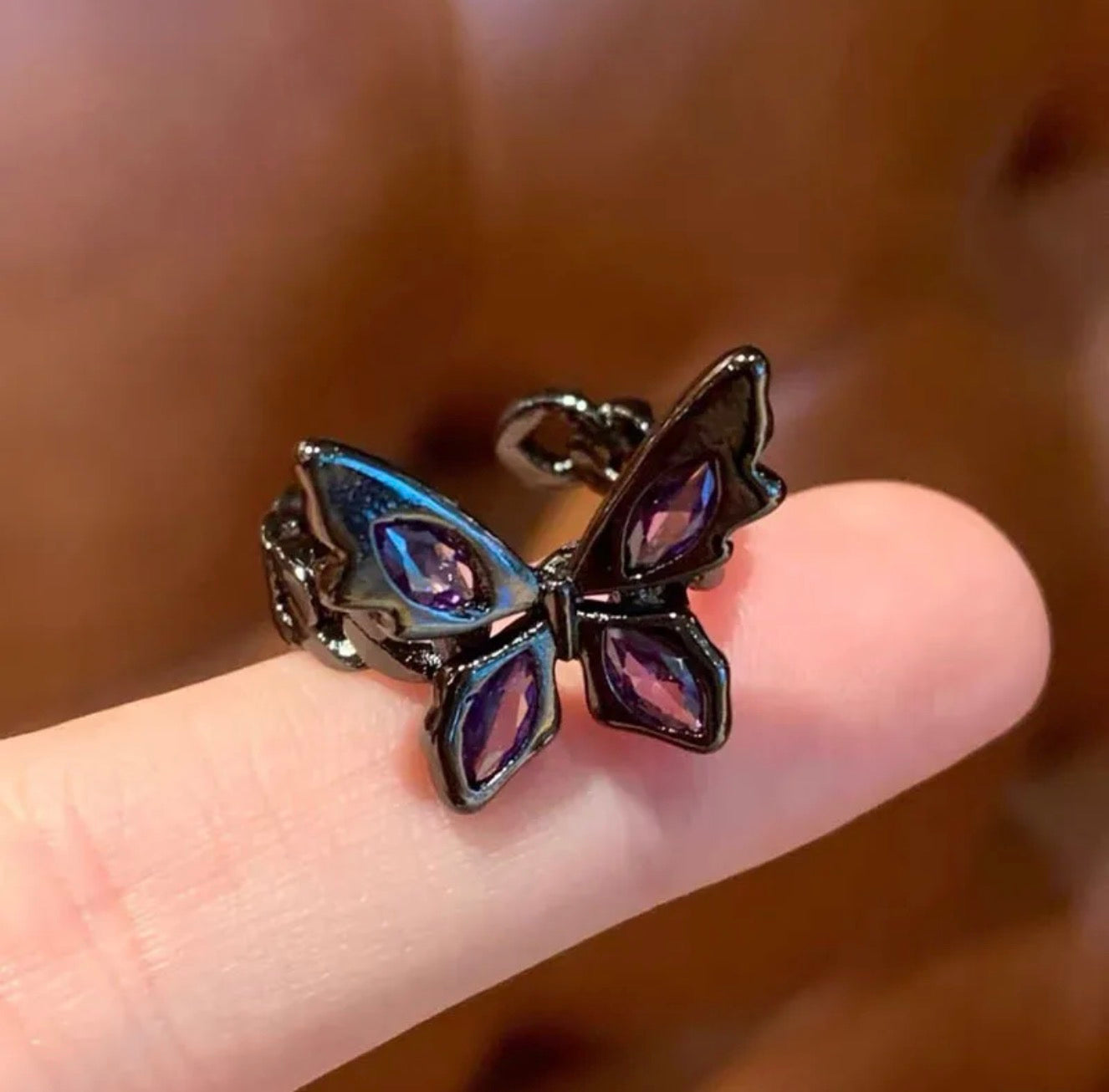 Gothic orange-purple ring set