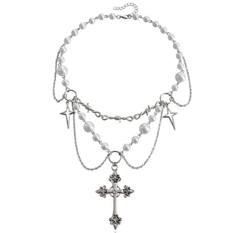 Gothic cross detailed necklace