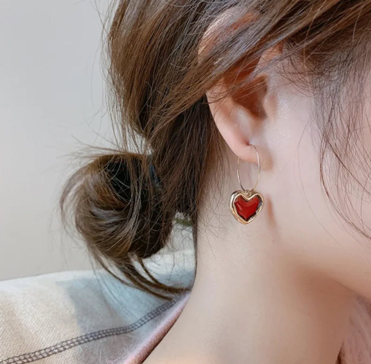 Blush fire heart hoops