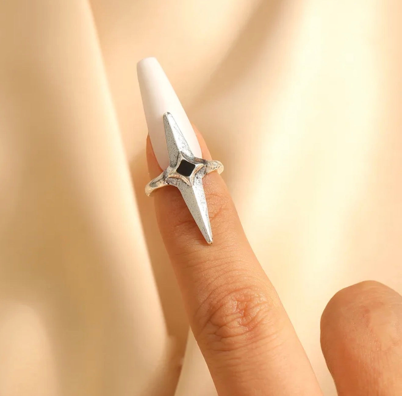 Gothic cross nail ring
