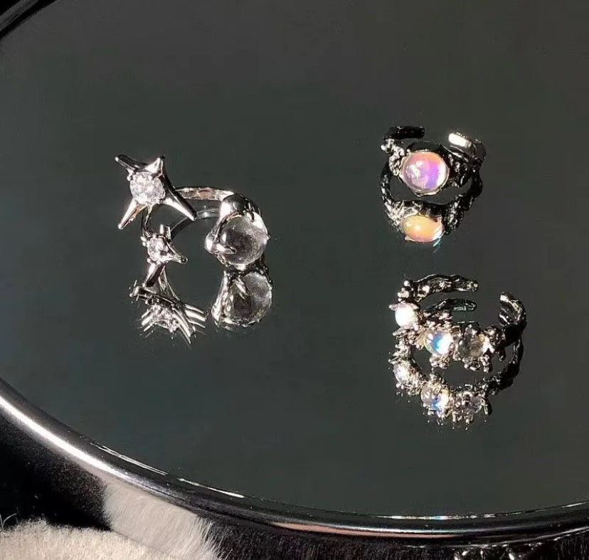 Shooting star rings