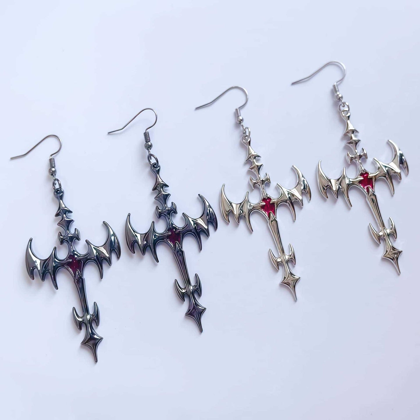 Bloodwing Gothic Cross earrings