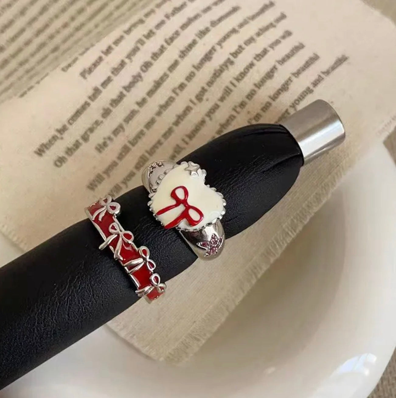 Red coquette rings