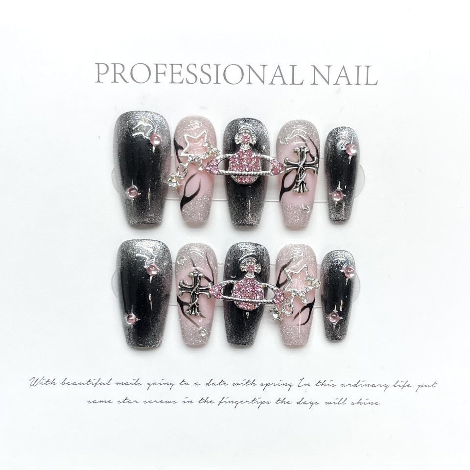 Sequin orb handmade press-on nails