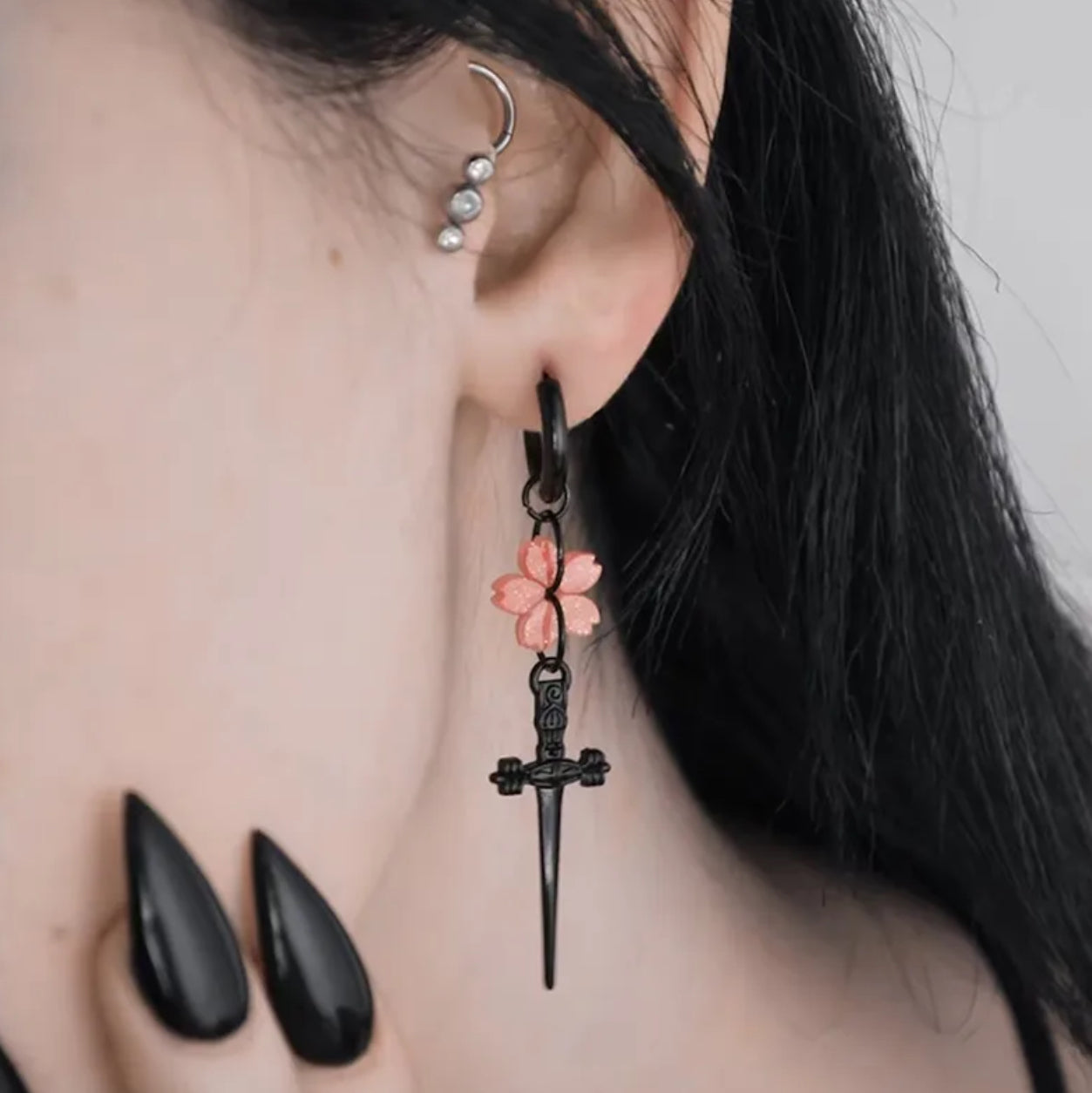 Sakura sword earrings