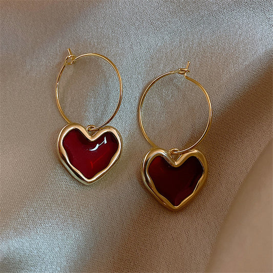 Blush fire heart hoops