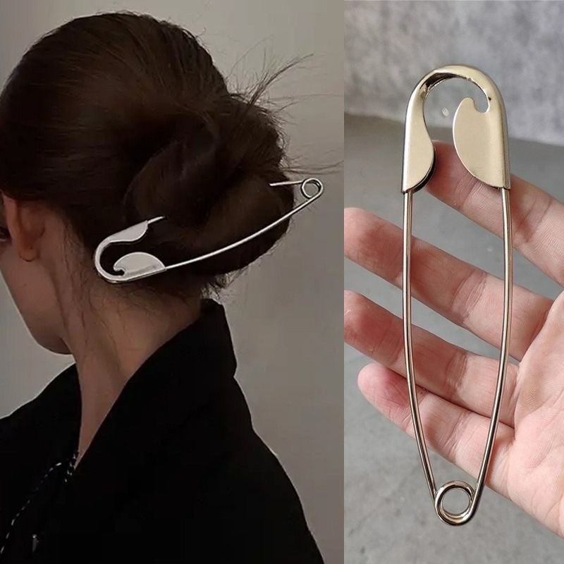 Safety pin hair clip