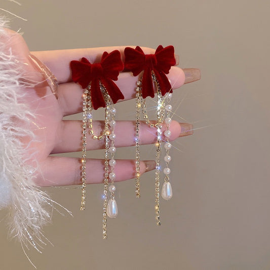 Christmas bow earrings