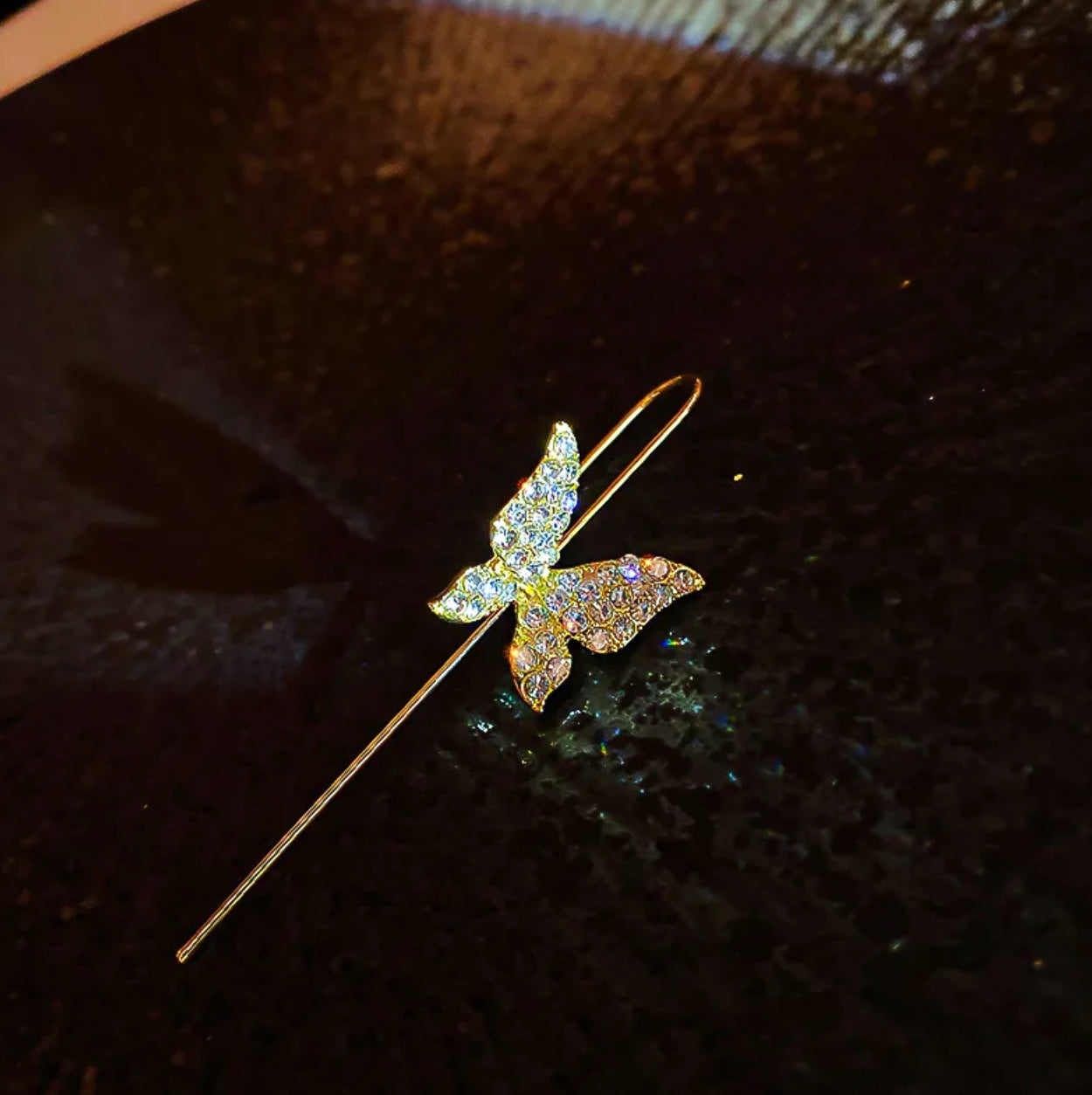Butterfly rhinestone pin ear cuff