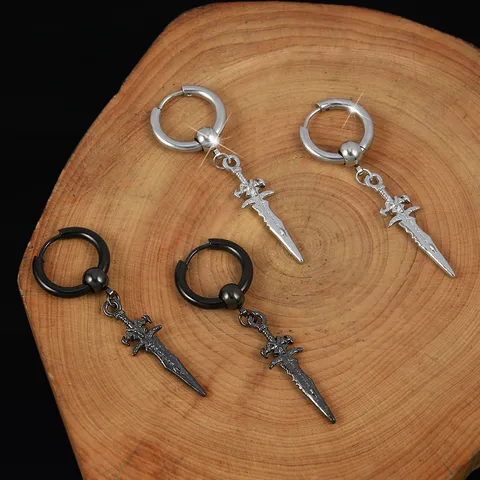 Dagger stainless steel earring pair