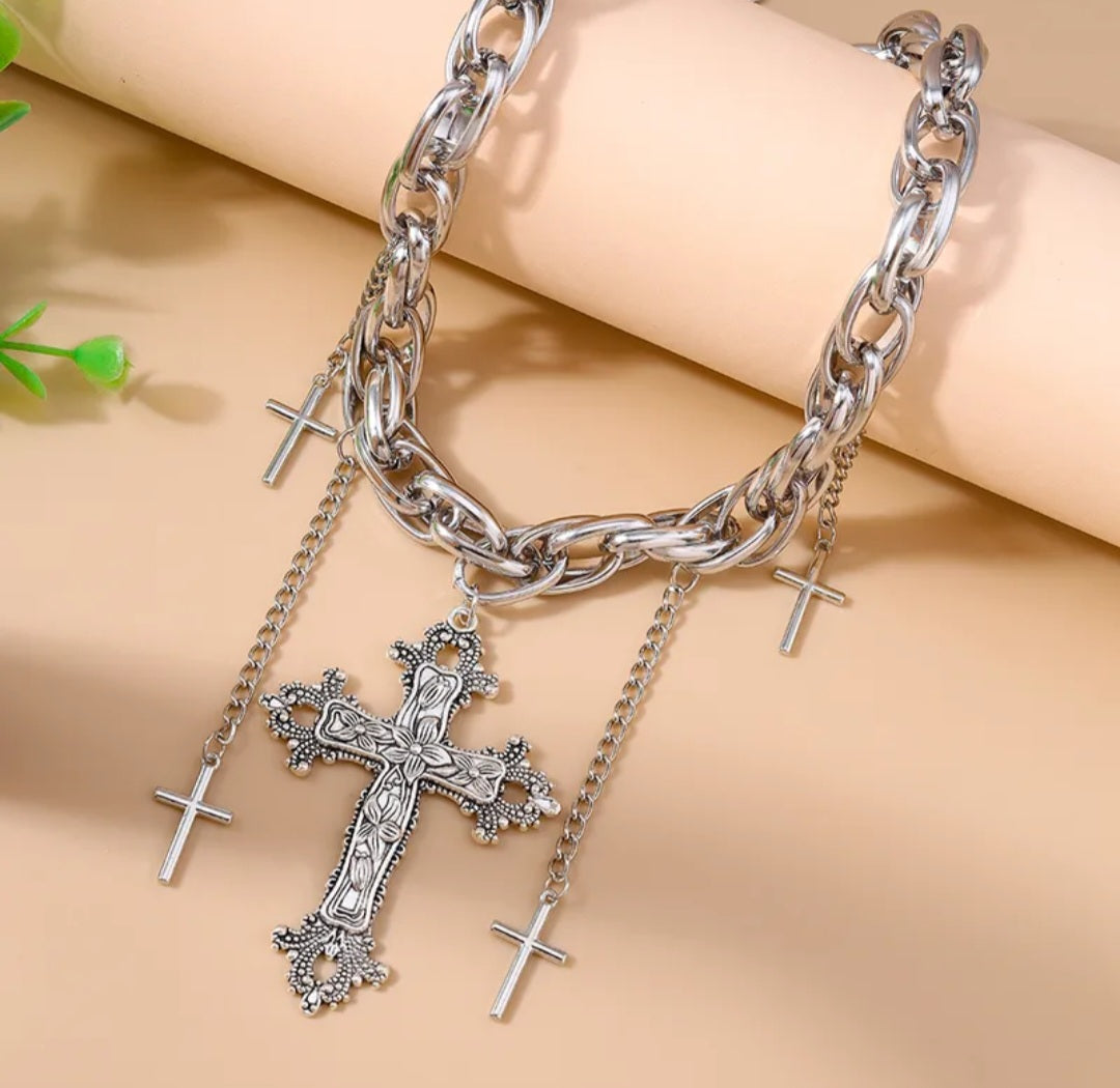 Gothic zinc cross necklace