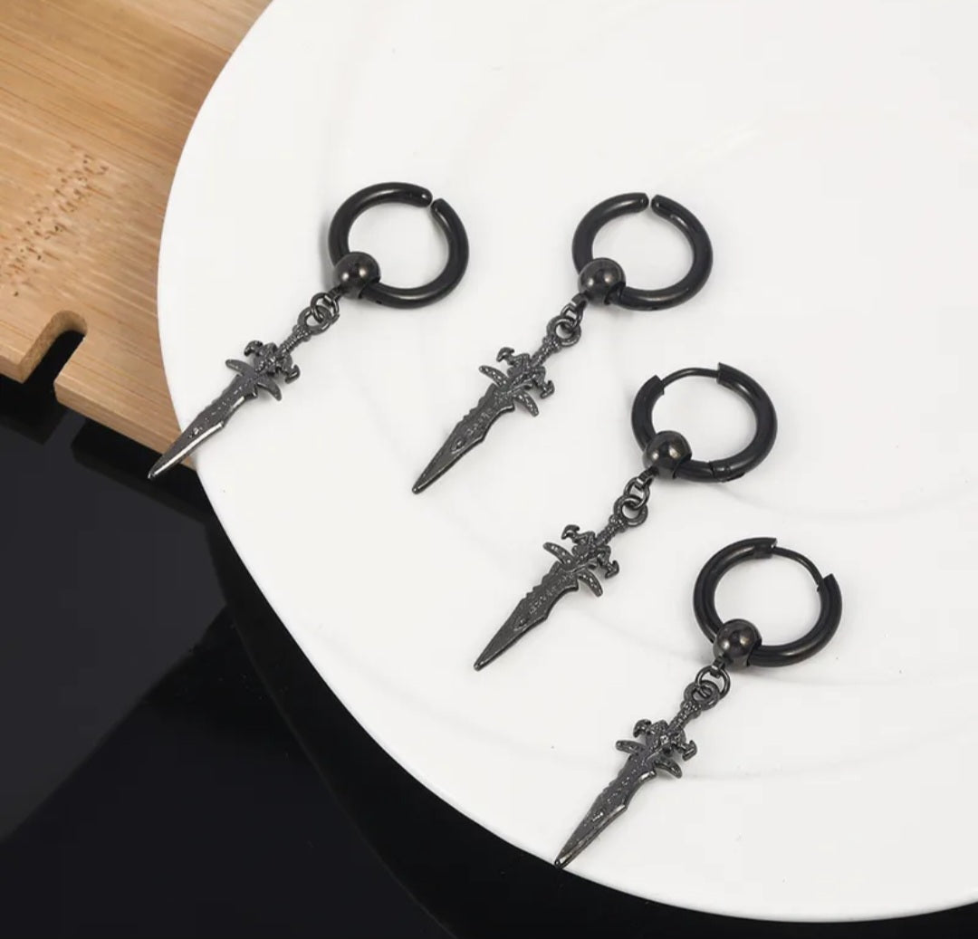 Dagger stainless steel earring pair