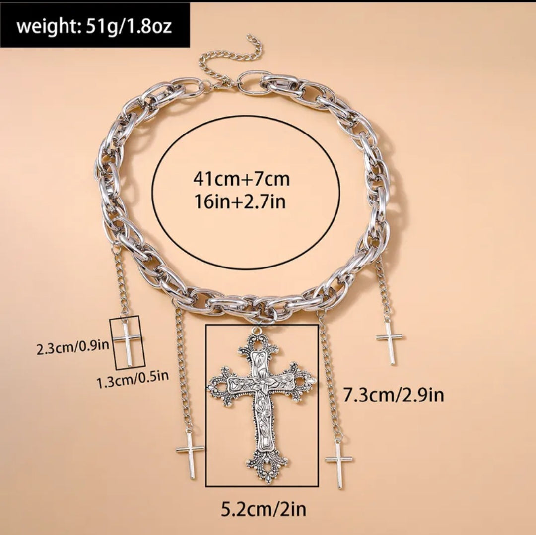 Gothic zinc cross necklace