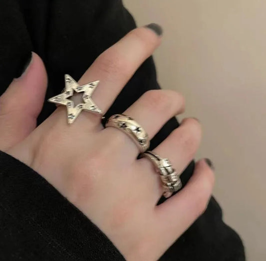Y2k star ring set