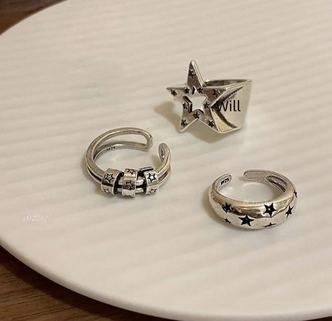 Y2k star ring set