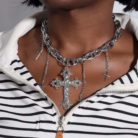 Gothic zinc cross necklace
