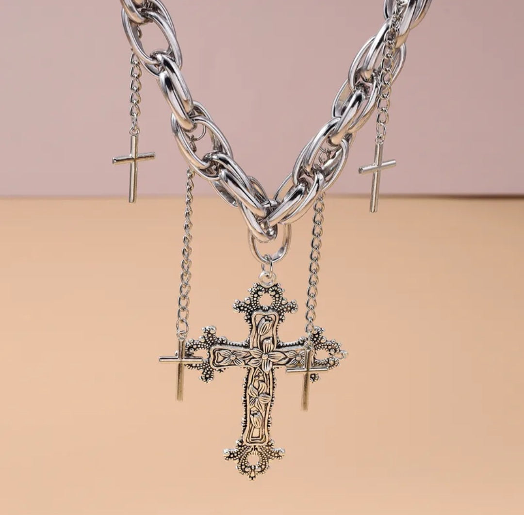 Gothic zinc cross necklace